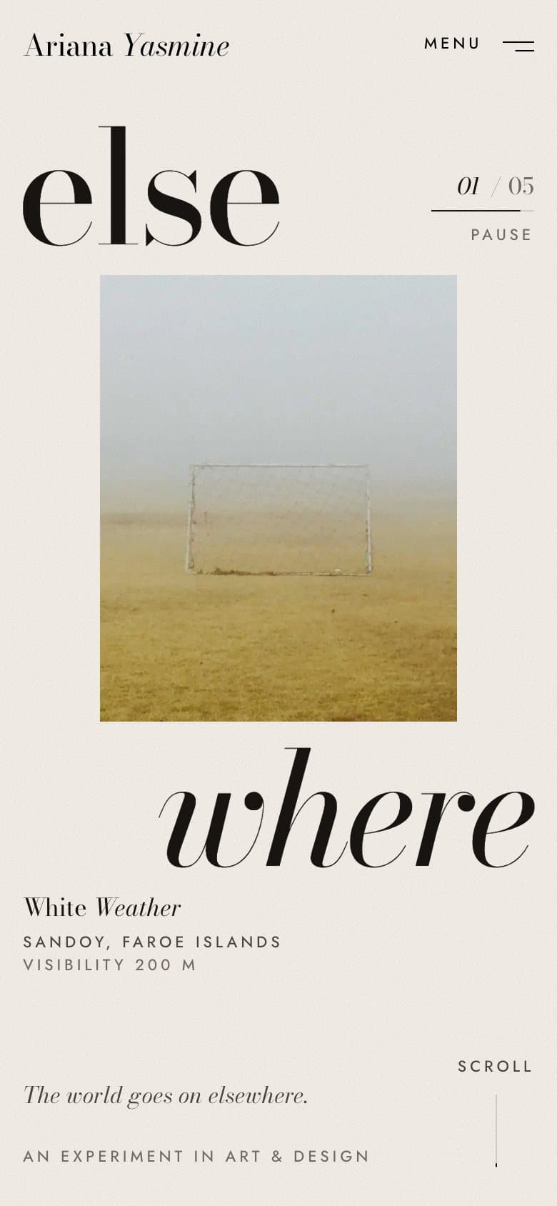 The home page on a phone, with else above the photograph and where below it.
